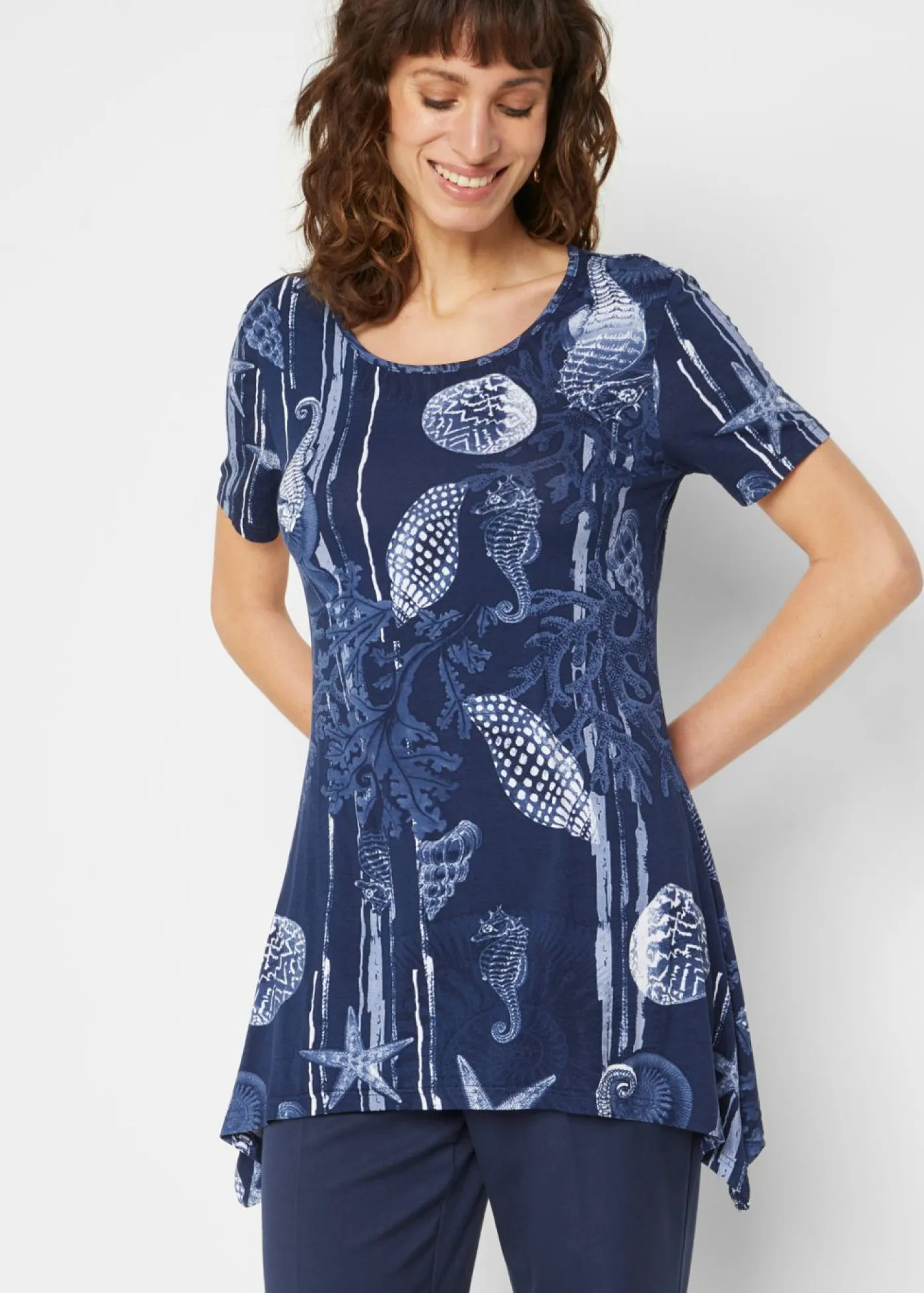 Sale Camiseta larga de suave mezcla de viscosa Mujer Camisetas