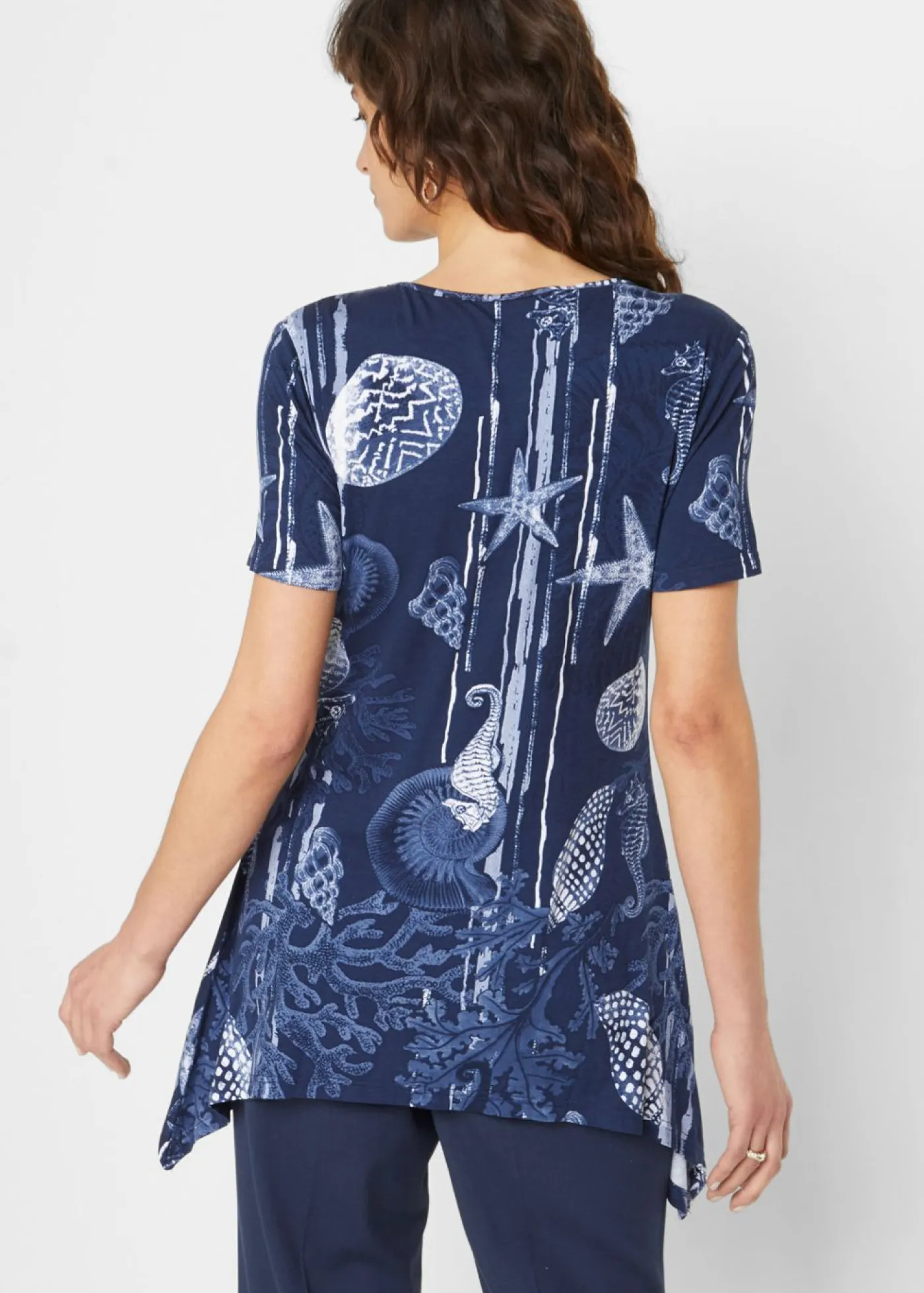 Sale Camiseta larga de suave mezcla de viscosa Mujer Camisetas