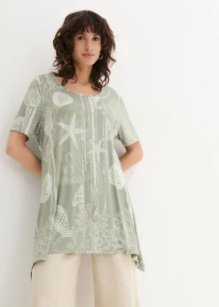 Outlet Camiseta larga de suave mezcla de viscosa Mujer Camisetas