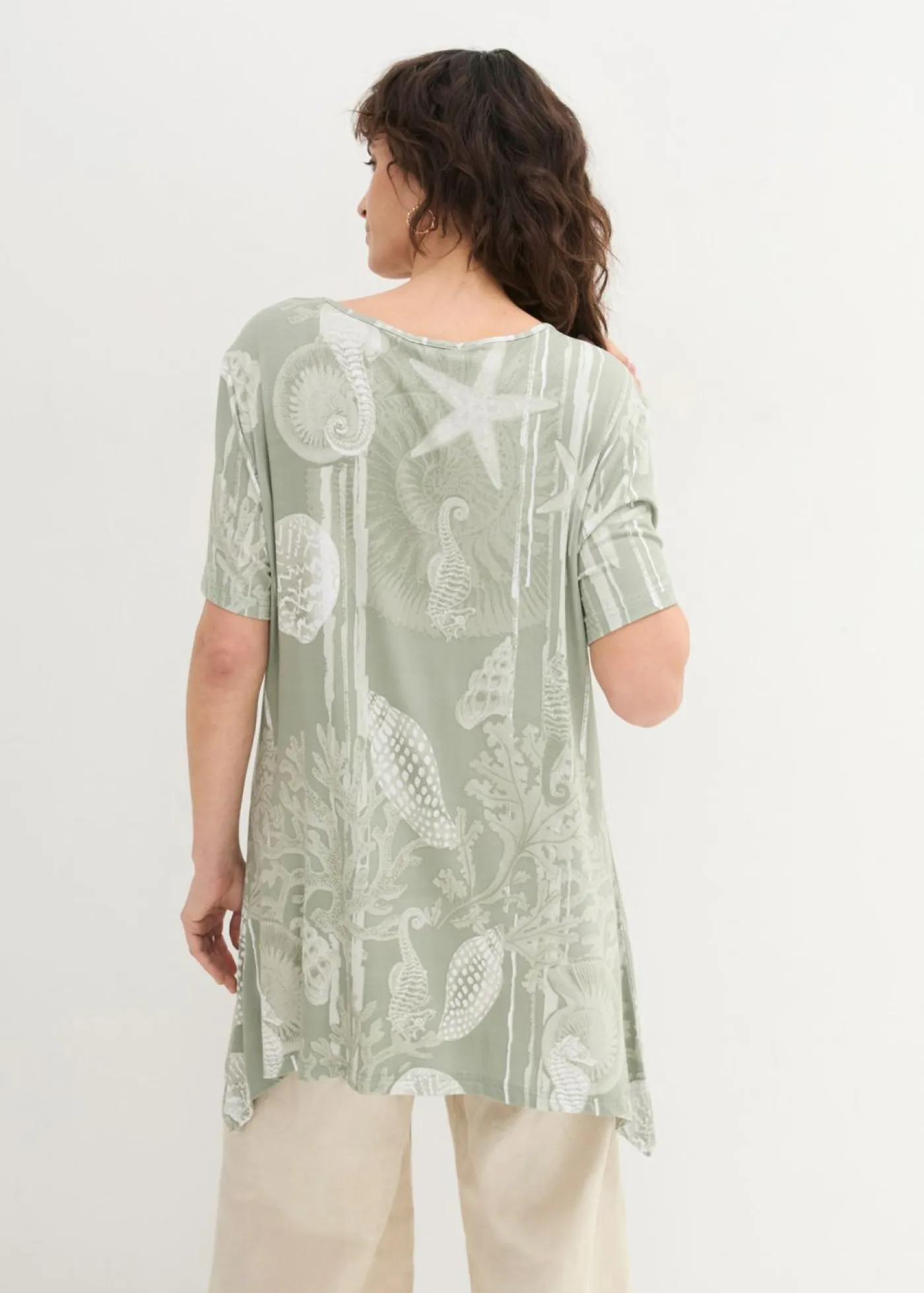 Outlet Camiseta larga de suave mezcla de viscosa Mujer Camisetas
