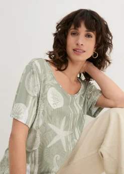 Outlet Camiseta larga de suave mezcla de viscosa Mujer Camisetas