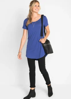 Outlet Camiseta larga de viscosa suave Mujer Básicos|Camisetas