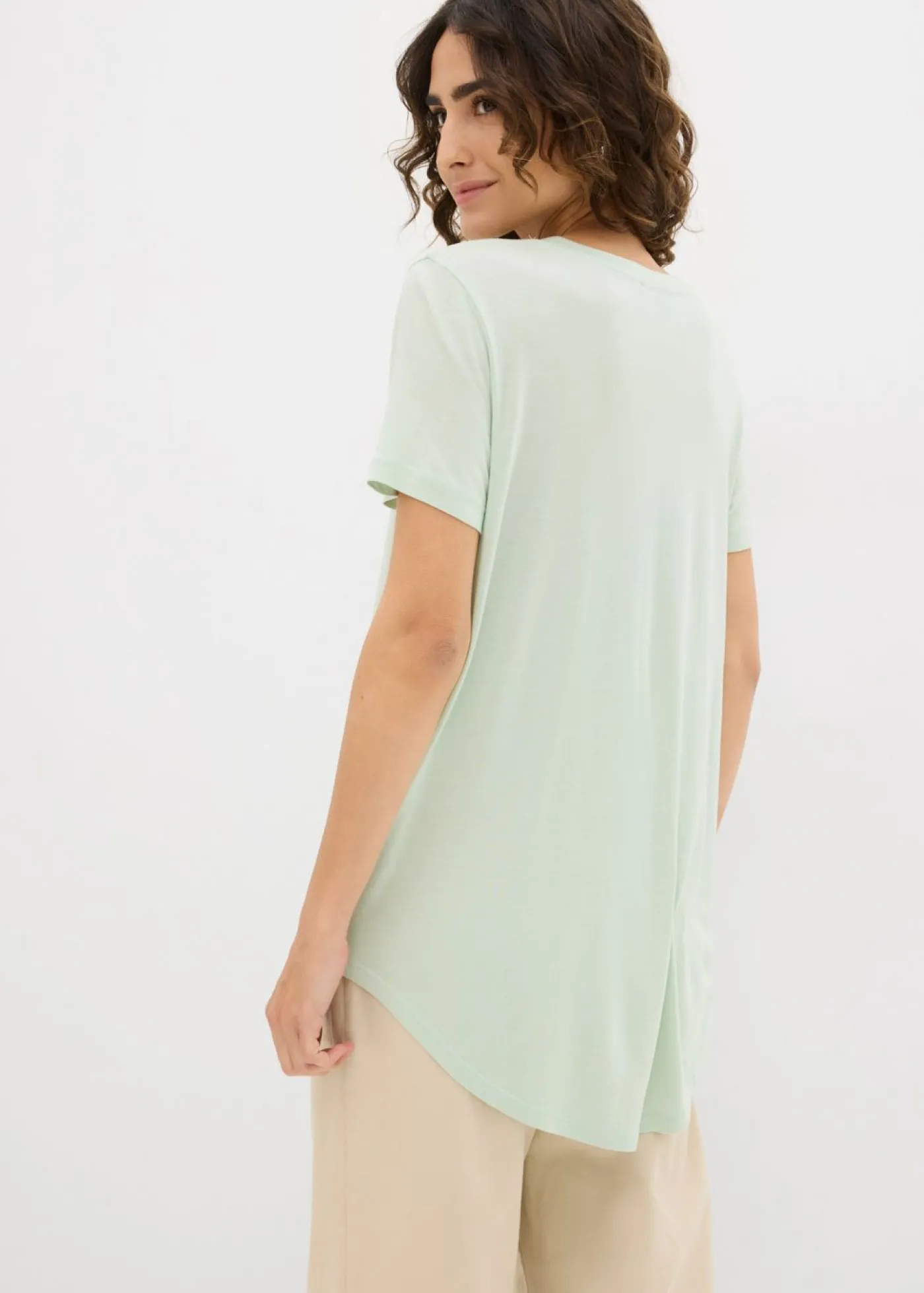 Sale Camiseta larga de viscosa suave Mujer Básicos|Camisetas