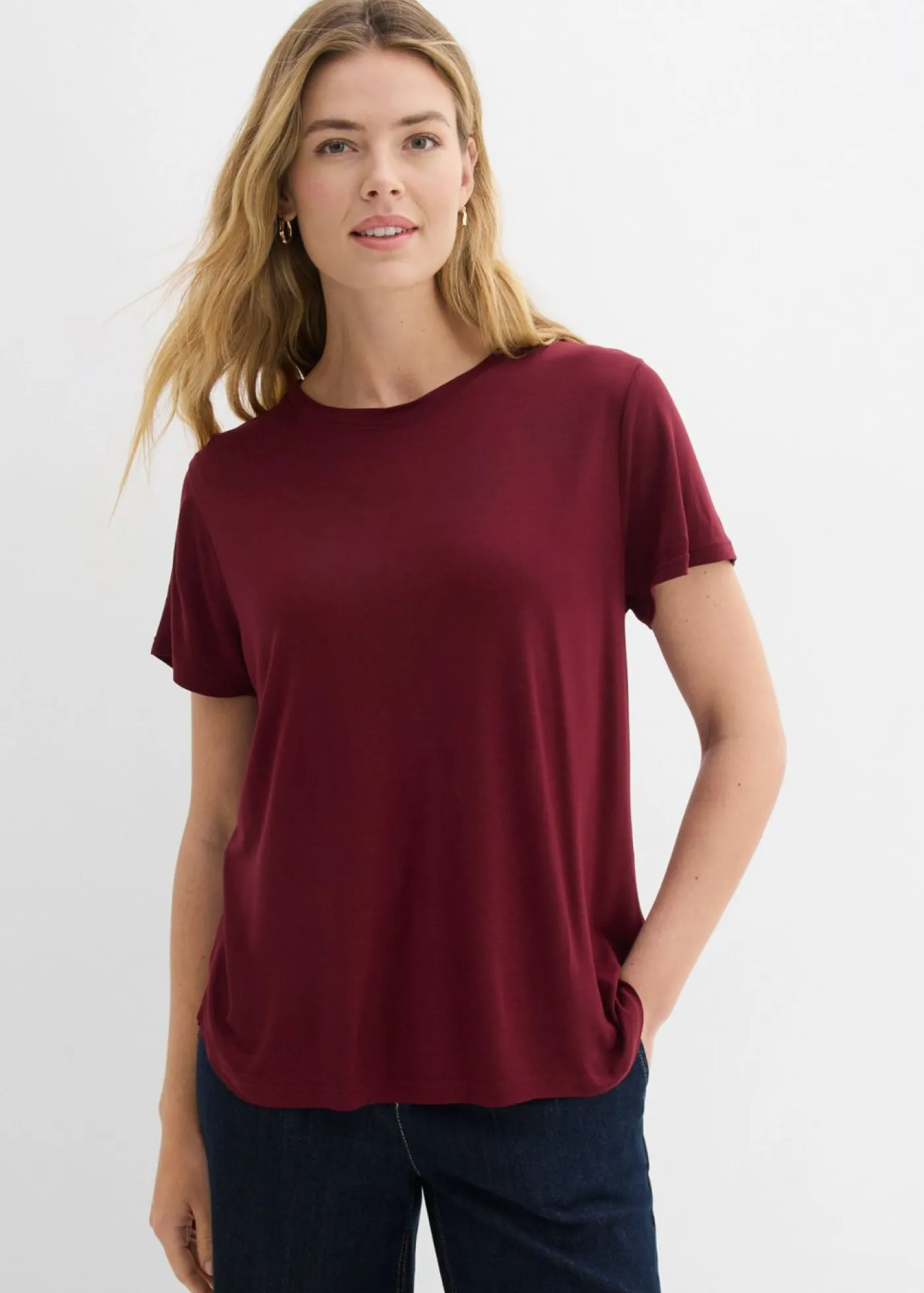 Clearance Camiseta larga de viscosa suave Mujer Básicos|Camisetas