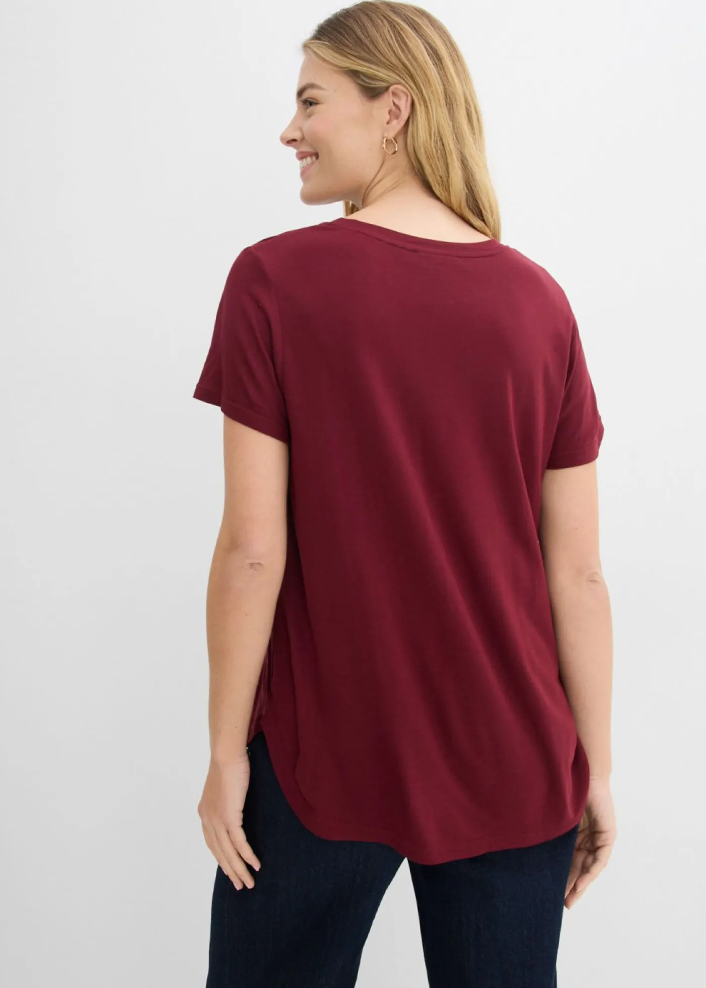 Clearance Camiseta larga de viscosa suave Mujer Básicos|Camisetas