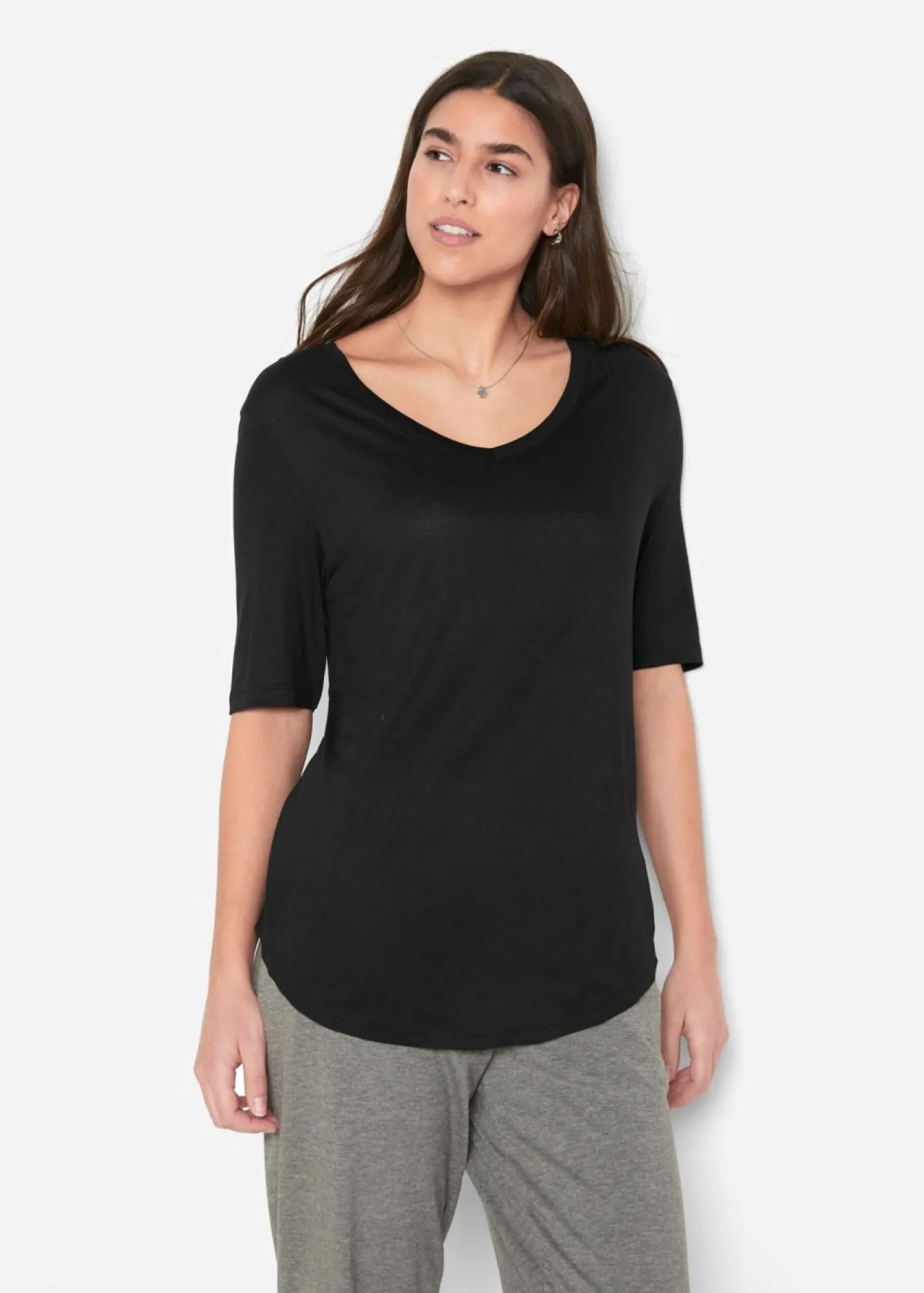 Clearance Camiseta larga de viscosa suave (2 unidades) Mujer Básicos|Camisetas