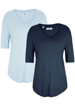 Best Camiseta larga de viscosa suave (2 unidades) Mujer Básicos|Camisetas
