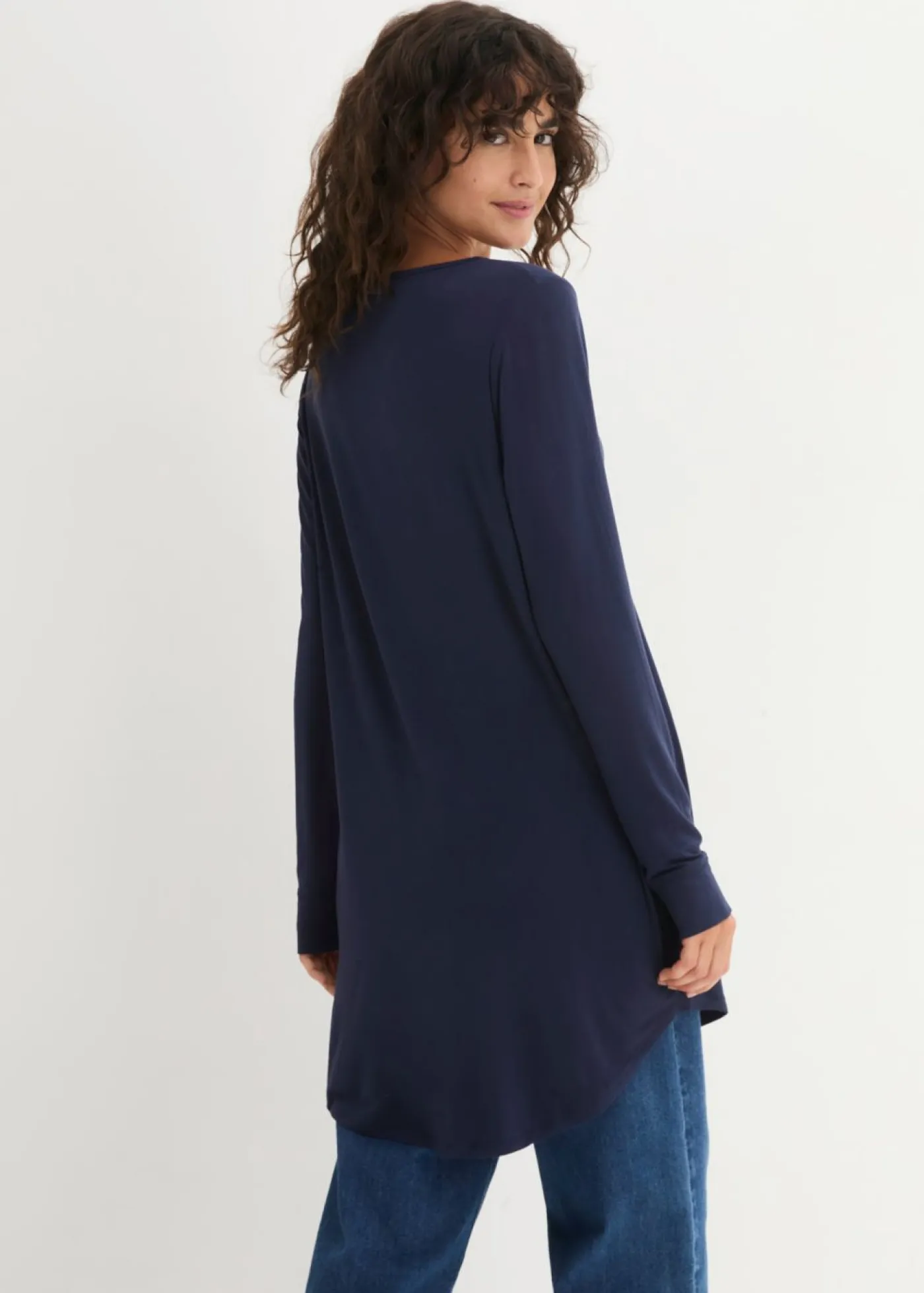 Discount Camiseta larga de viscosa con manga larga Mujer Camisetas