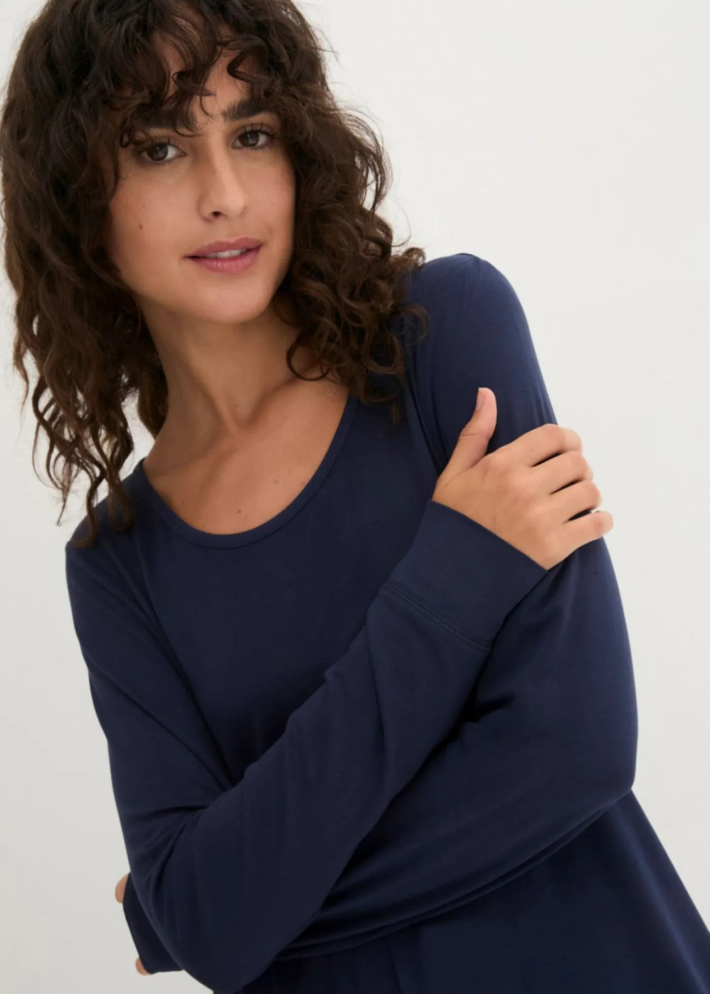 Discount Camiseta larga de viscosa con manga larga Mujer Camisetas
