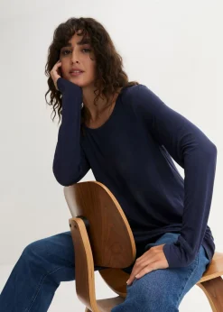 Discount Camiseta larga de viscosa con manga larga Mujer Camisetas