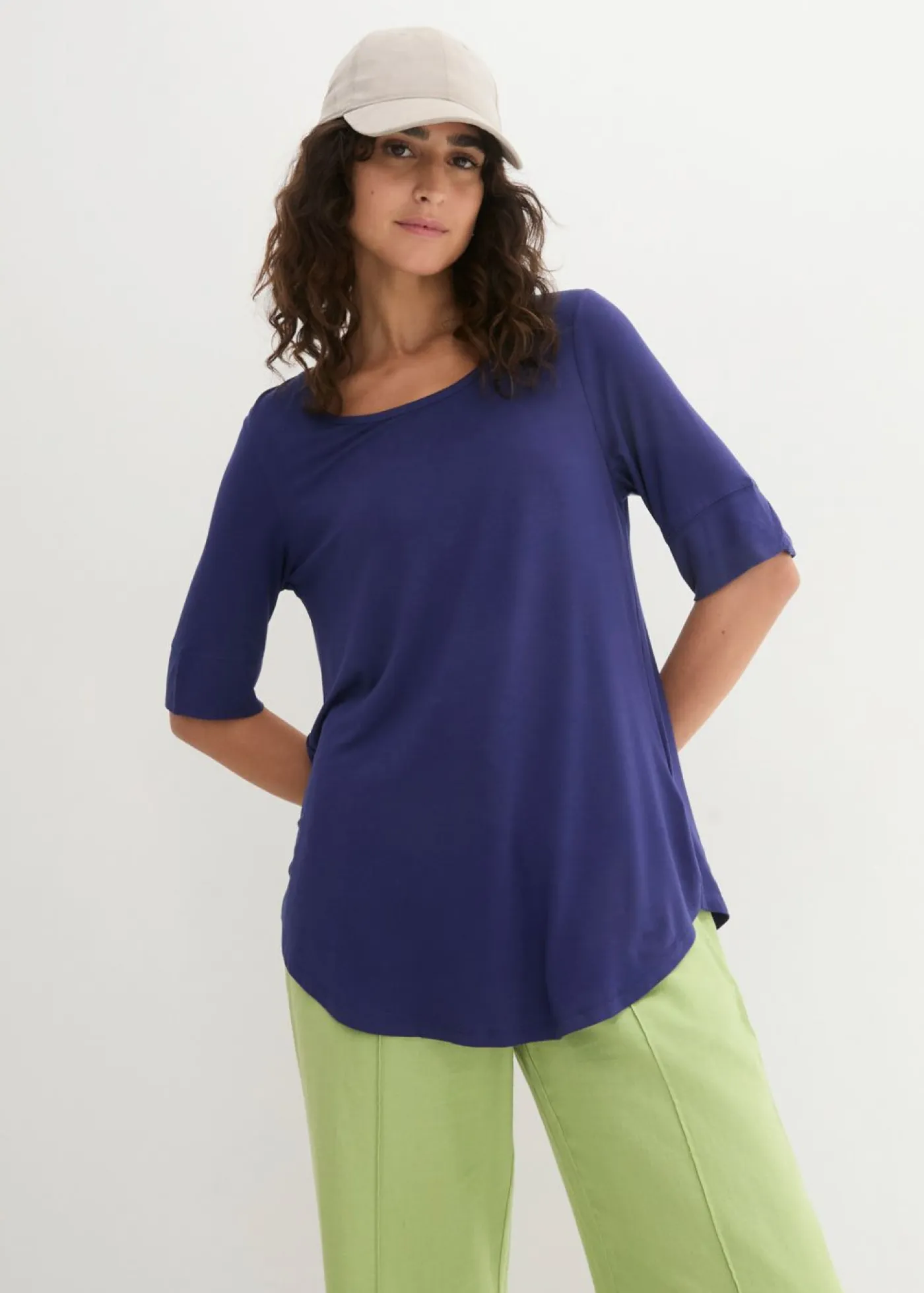 Hot Camiseta larga de viscosa suave Mujer Básicos|Camisetas