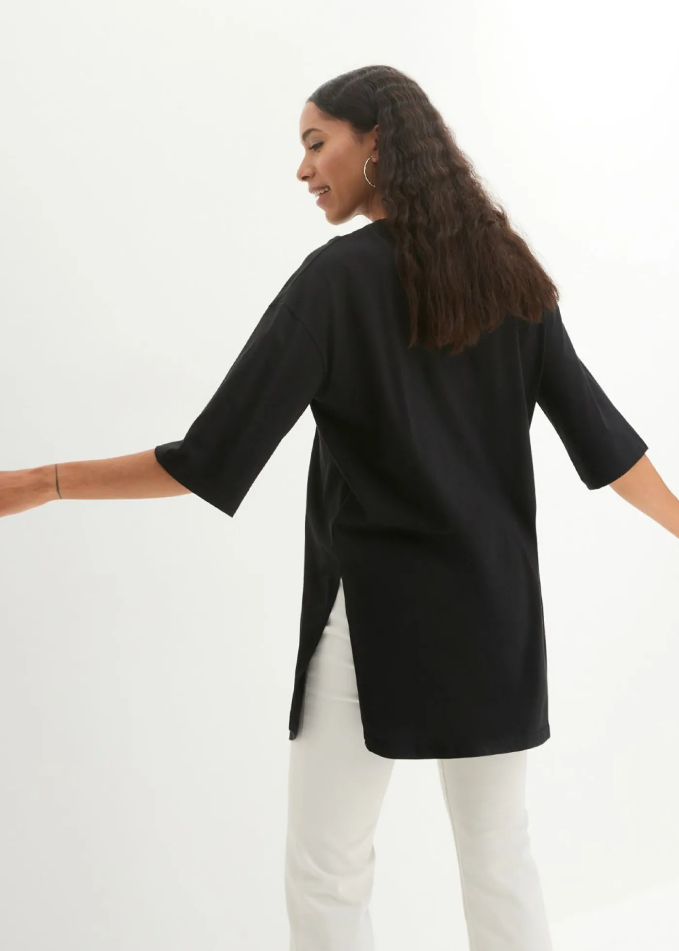 Best Camiseta larga holgada de algodón orgánico puro Mujer Camisetas