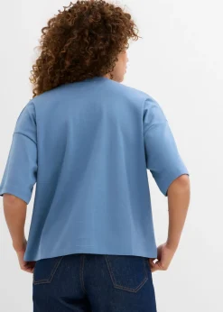 Clearance Camiseta oversize, corta, de algodón orgánico puro y pesado Mujer Básicos|Camisetas