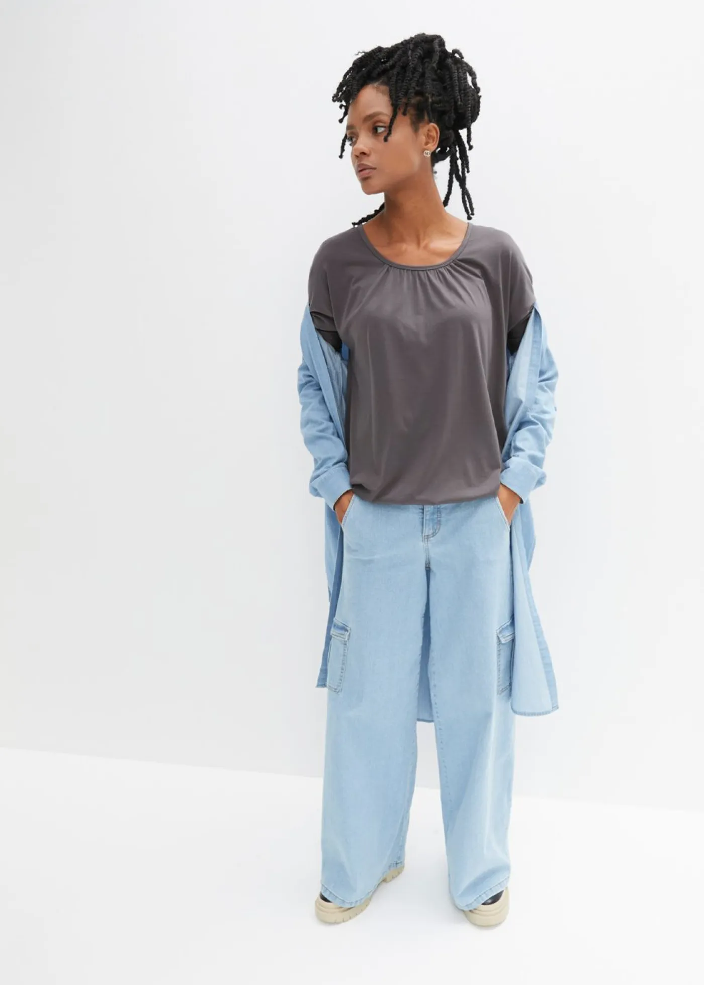 Sale Camiseta oversize de mezcla de viscosa Mujer Camisetas