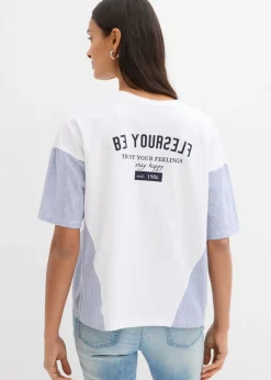 Hot Camiseta oversize de mezcla de algodón Mujer Camisetas|Novedades