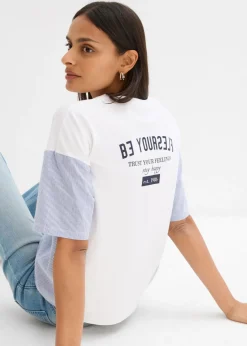 Hot Camiseta oversize de mezcla de algodón Mujer Camisetas|Novedades