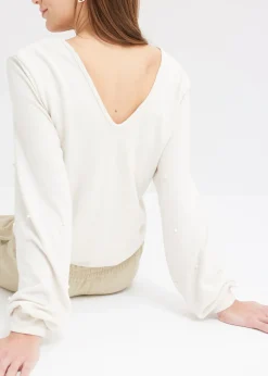 Best Camiseta polar con perlas Mujer Ropa Cómoda