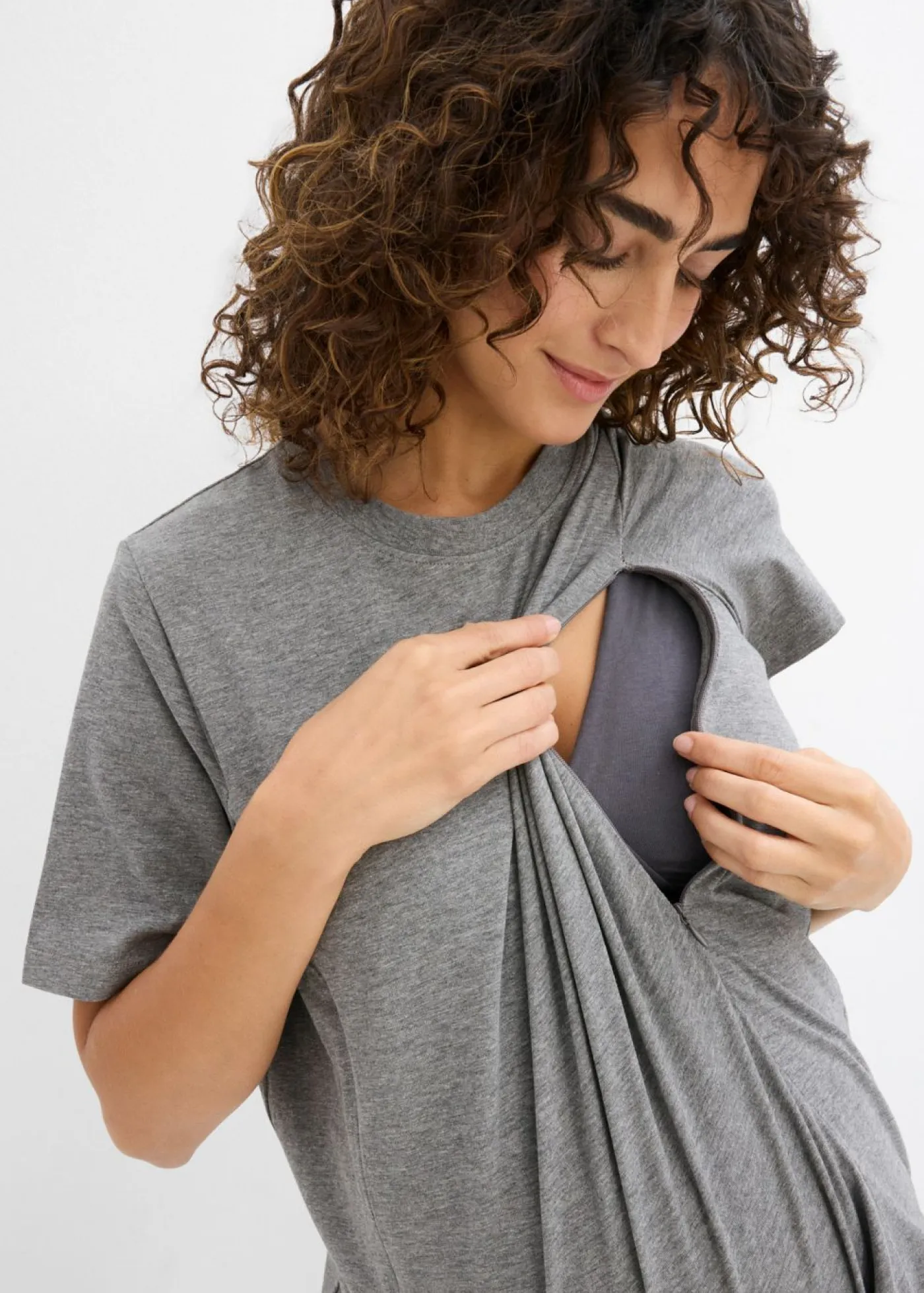 Discount Camiseta premamá de algodón orgánico con una discreta función de lactancia Mujer Premamá