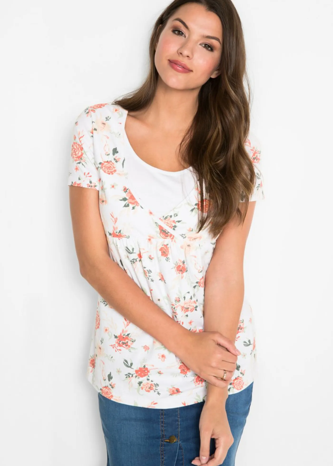 Hot Camiseta premamá y de lactancia 2 en 1 de algodón orgánico Mujer Premamá
