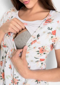 Hot Camiseta premamá y de lactancia 2 en 1 de algodón orgánico Mujer Premamá