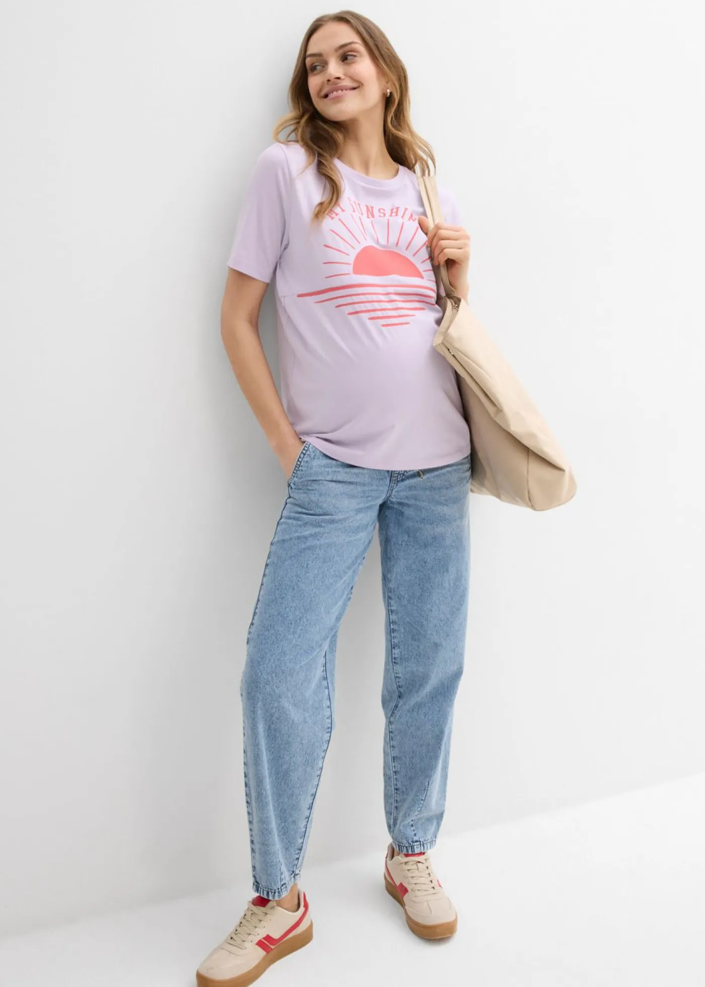 Hot Camiseta premamá y de lactancia 2 en 1 de algodón orgánico Mujer Premamá