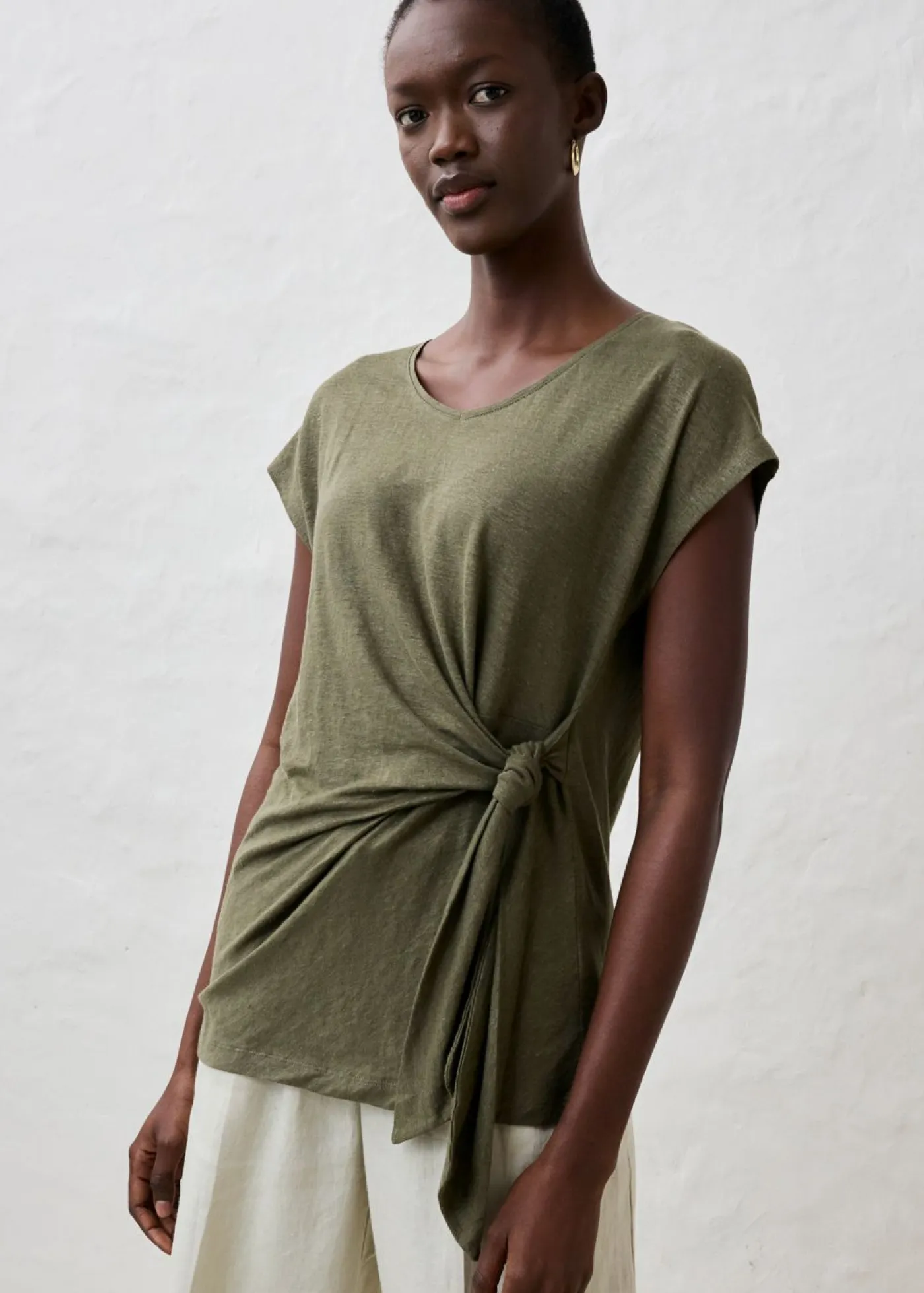 Clearance Camiseta sin mangas de lino puro Mujer Premium|Camisetas