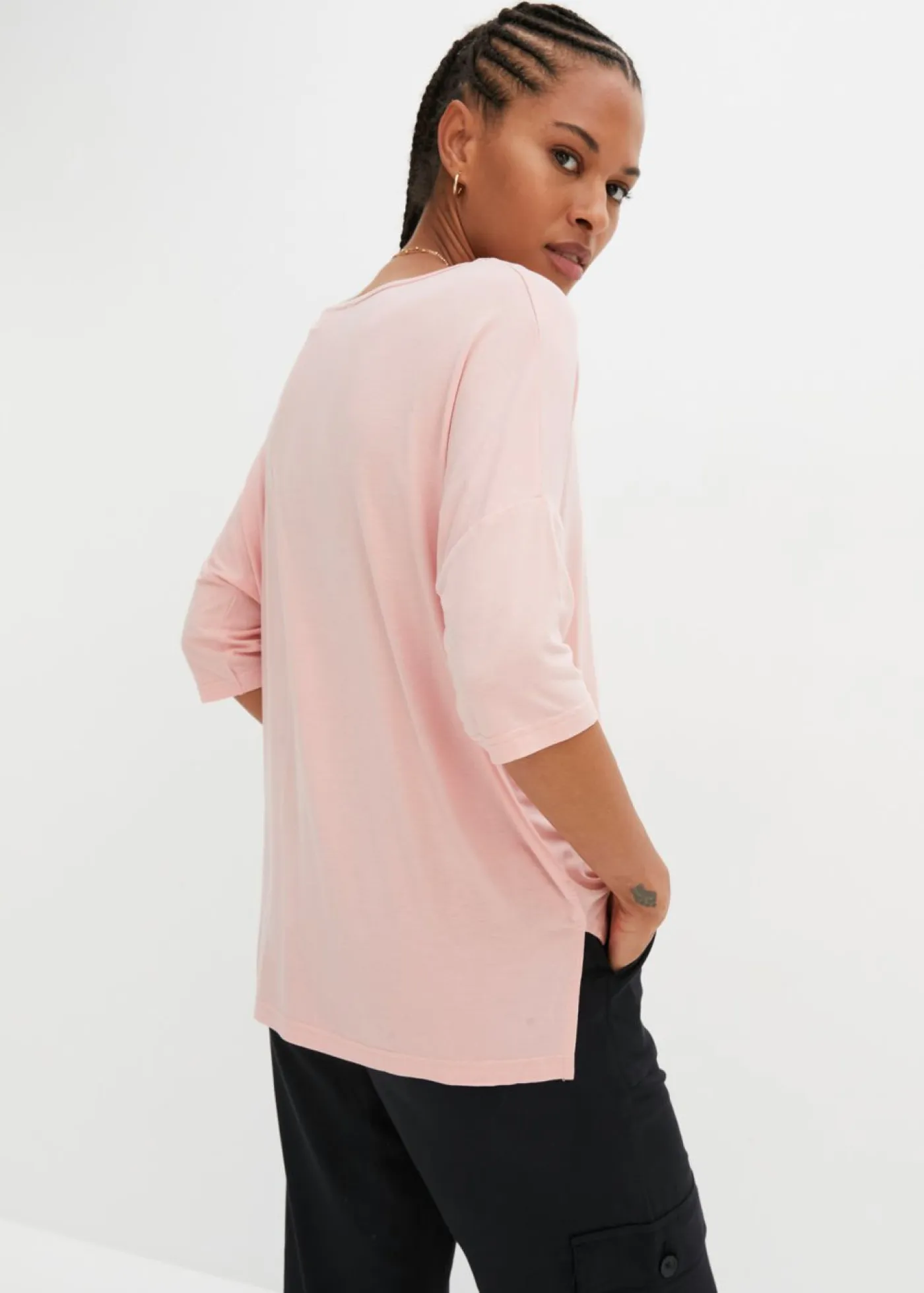 Best Camiseta tipo boxy de mezcla de viscosa suave Mujer Camisetas|Novedades