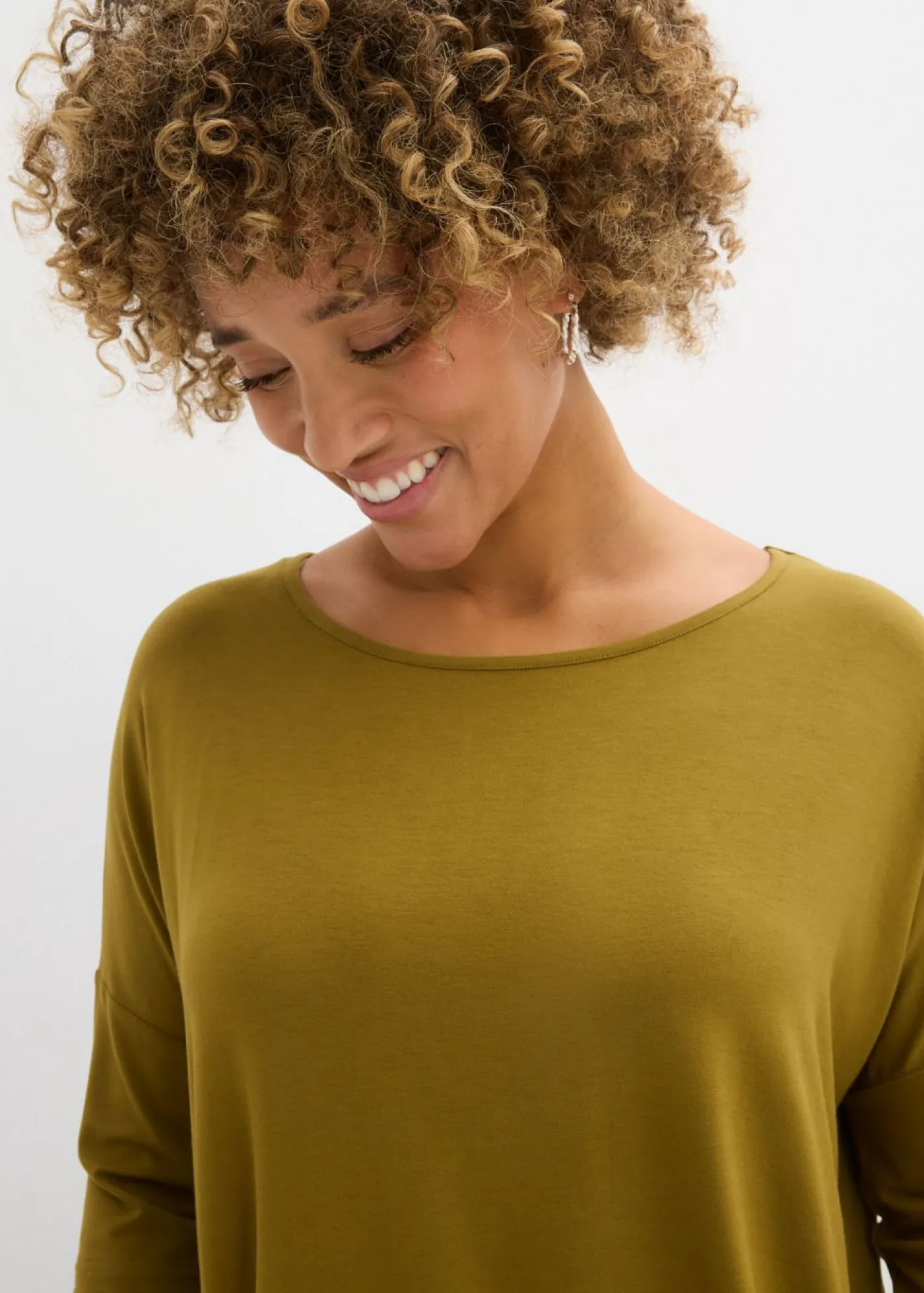 Clearance Camiseta tipo boxy de mezcla de viscosa suave Mujer Camisetas|Novedades