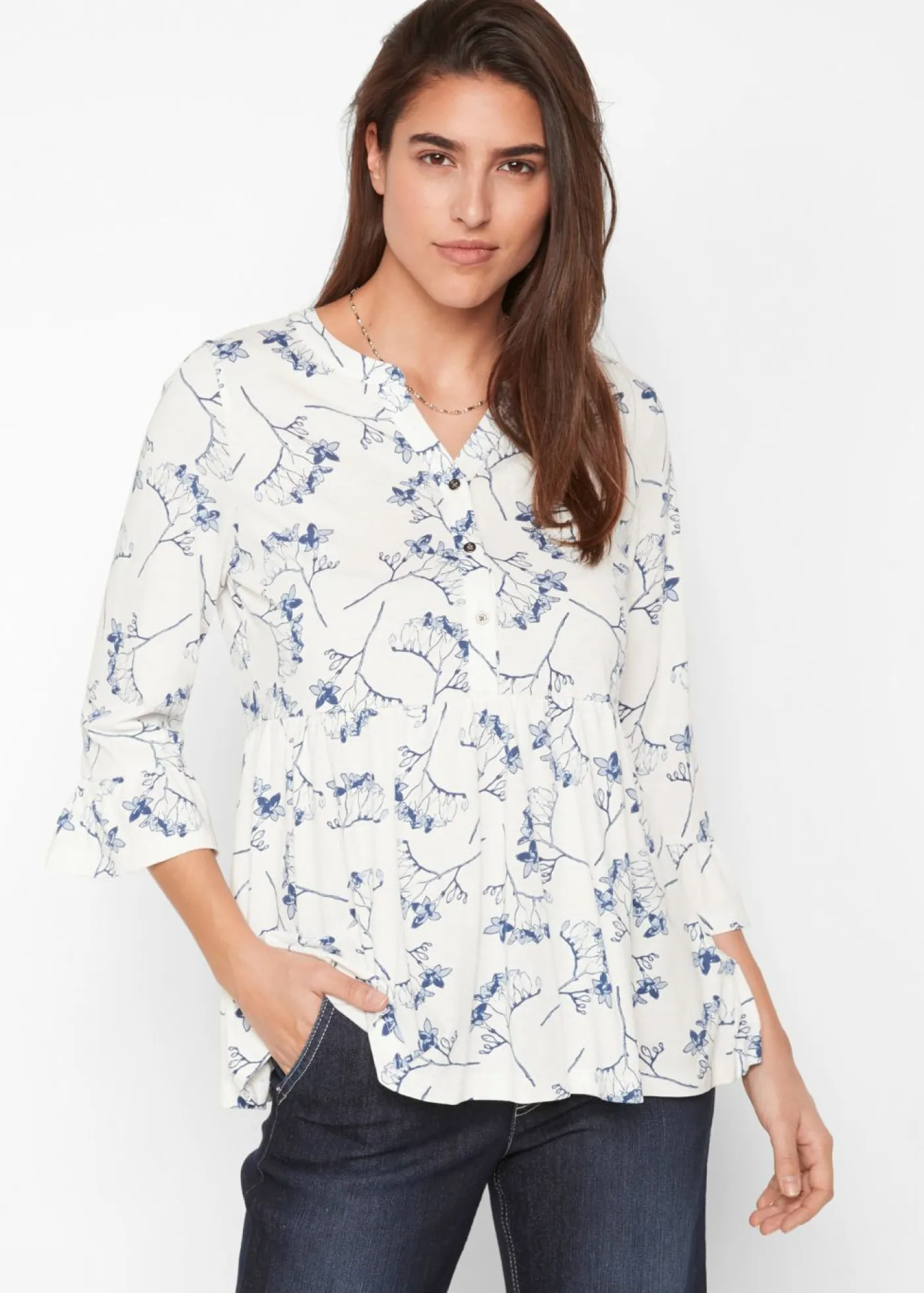 Sale Camiseta tipo túnica con mangas 3/4 Mujer Camisas Y Blusas