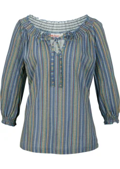 Discount Camiseta tipo túnica con mangas 3/4 y estampado de rayas Mujer Camisas Y Blusas