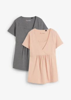 Best Camisetas premamá y de lactancia 2 en 1 (2 unidades) Mujer Premamá