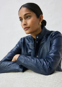 Cazadora de cuero en napa de cordero Mujer Premium|Chaquetas Y Abrigos