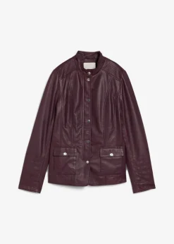 Outlet Cazadora de cuero en napa de cordero Mujer Premium|Chaquetas Y Abrigos