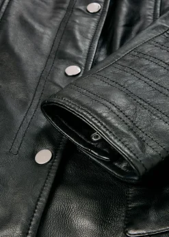 Outlet Cazadora de cuero en napa de cordero Mujer Premium|Chaquetas Y Abrigos