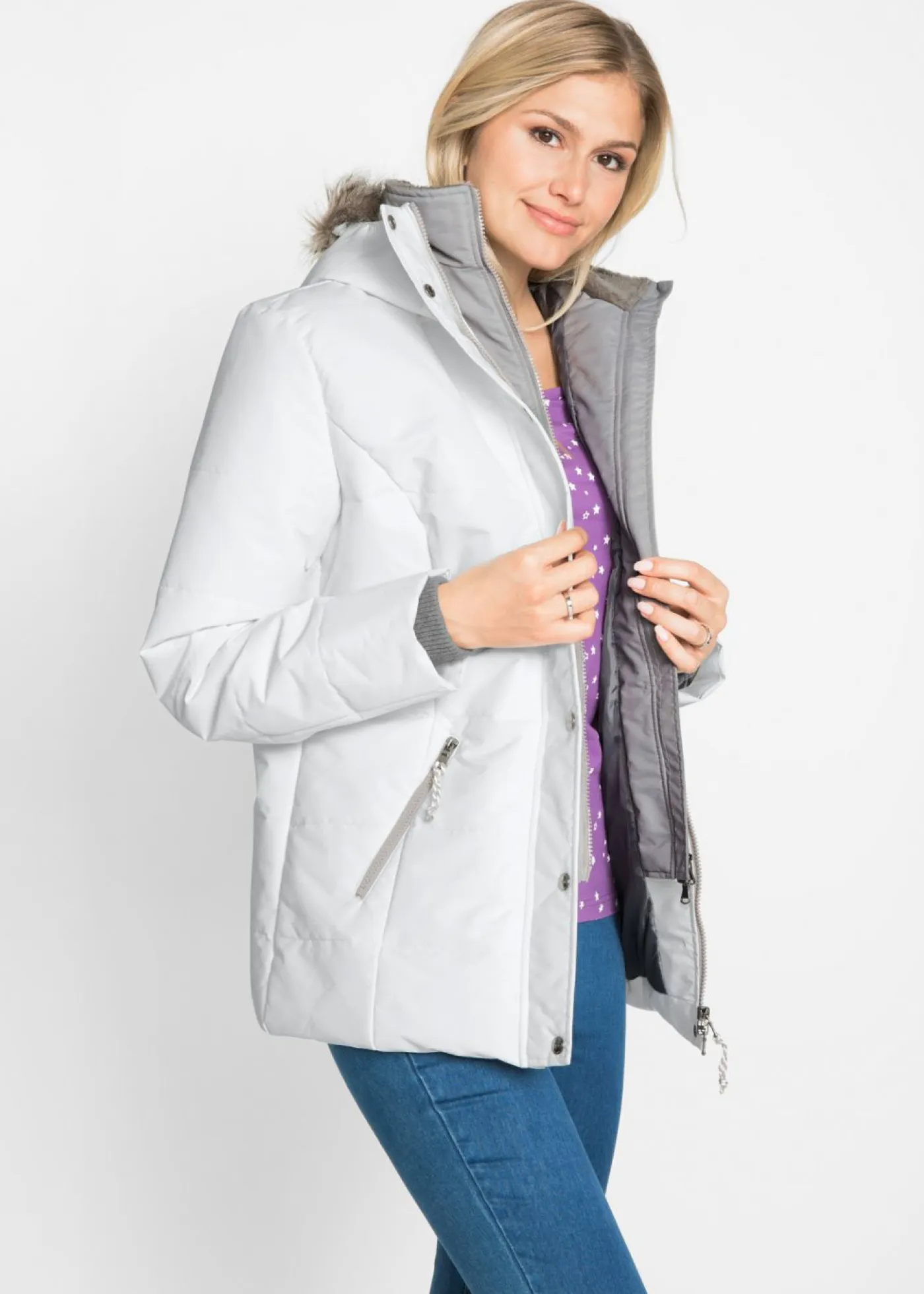 Clearance Cazadora de invierno con aspecto 2 en 1 Mujer Chaquetas Y Abrigos