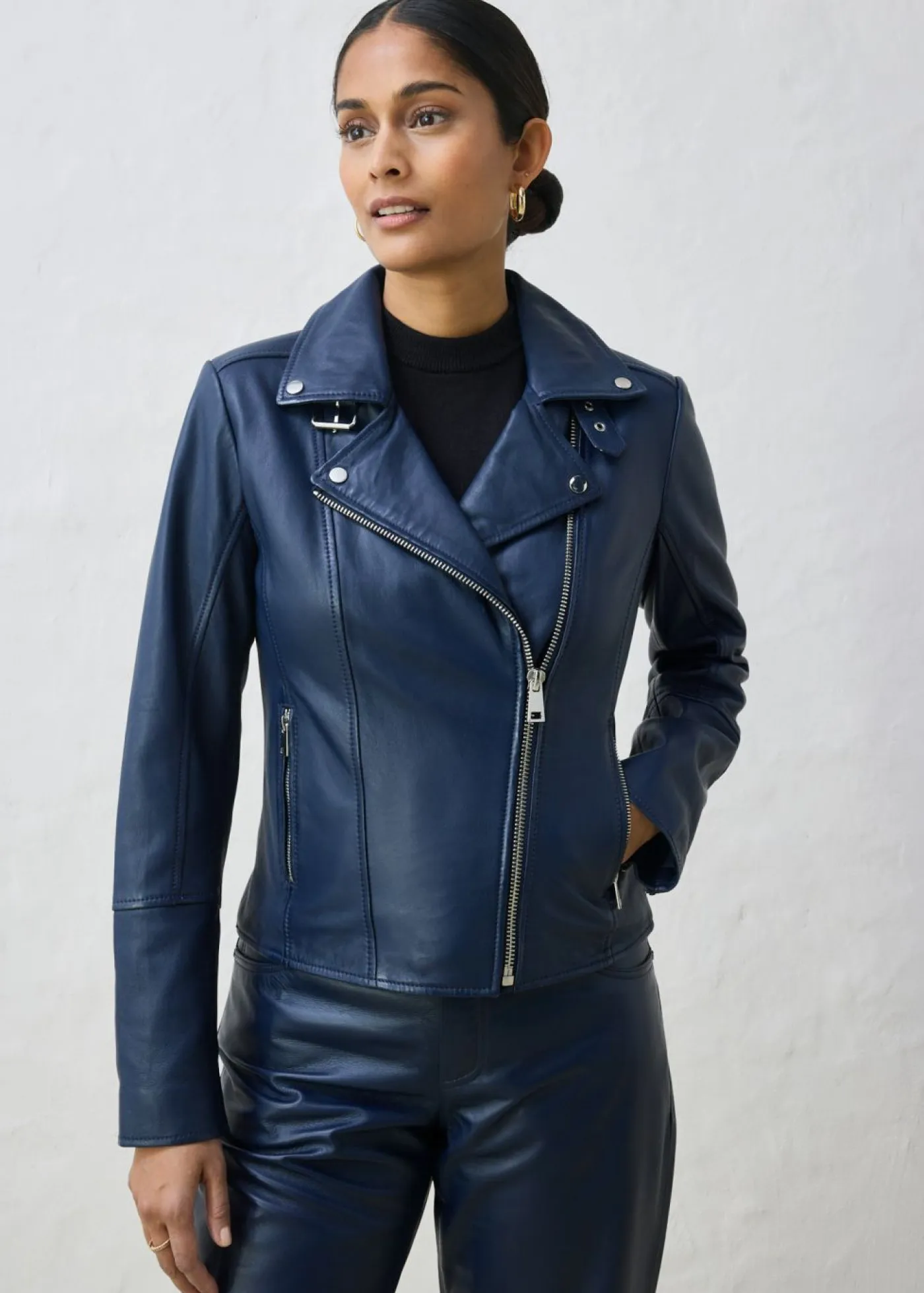 Cazadora motera de napa Mujer Premium|Chaquetas Y Abrigos
