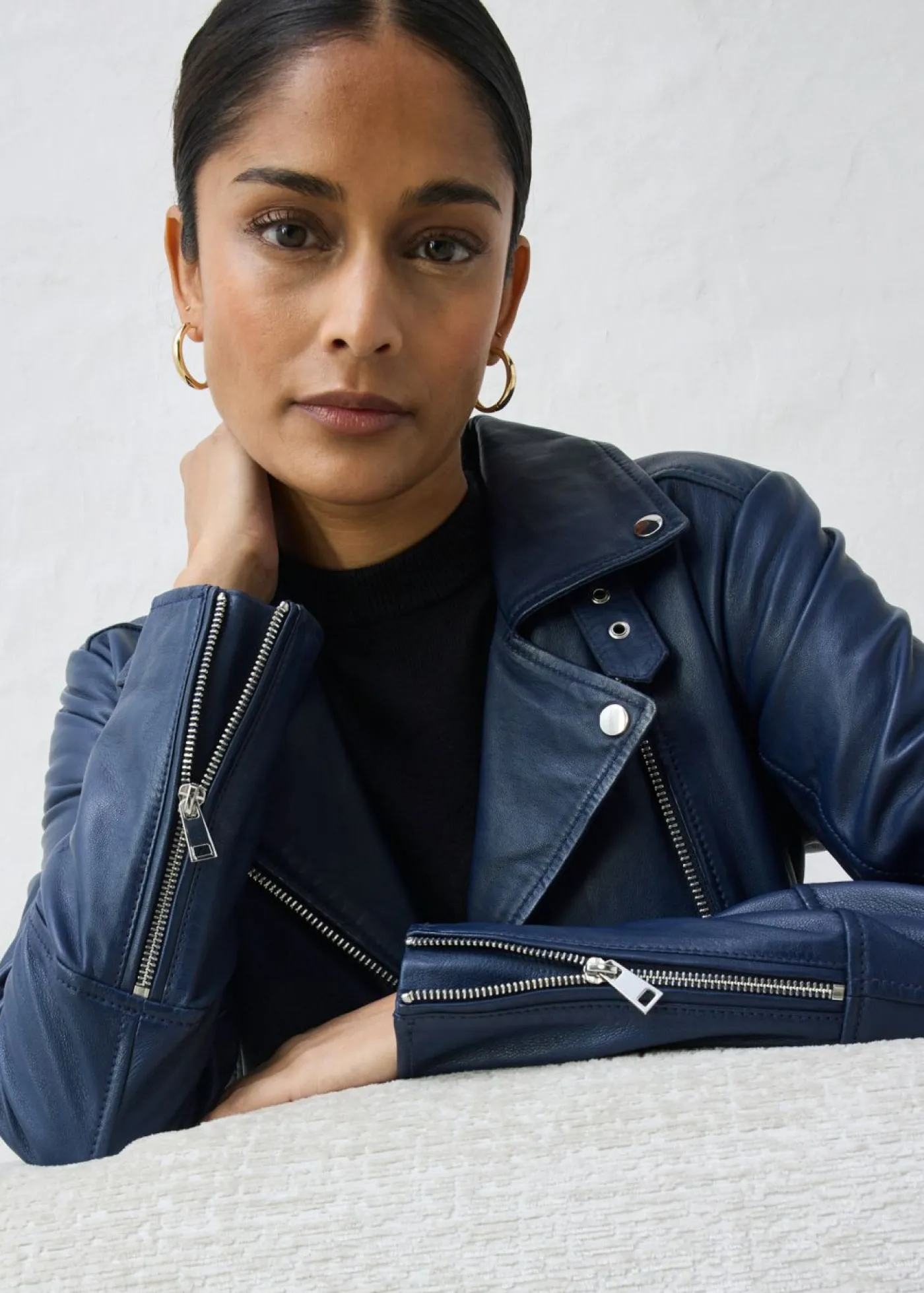 Cazadora motera de napa Mujer Premium|Chaquetas Y Abrigos