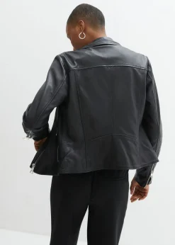 Online Cazadora motera de napa Mujer Premium|Chaquetas Y Abrigos