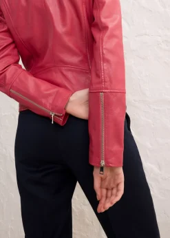 Best Cazadora motera de napa Mujer Premium|Chaquetas Y Abrigos