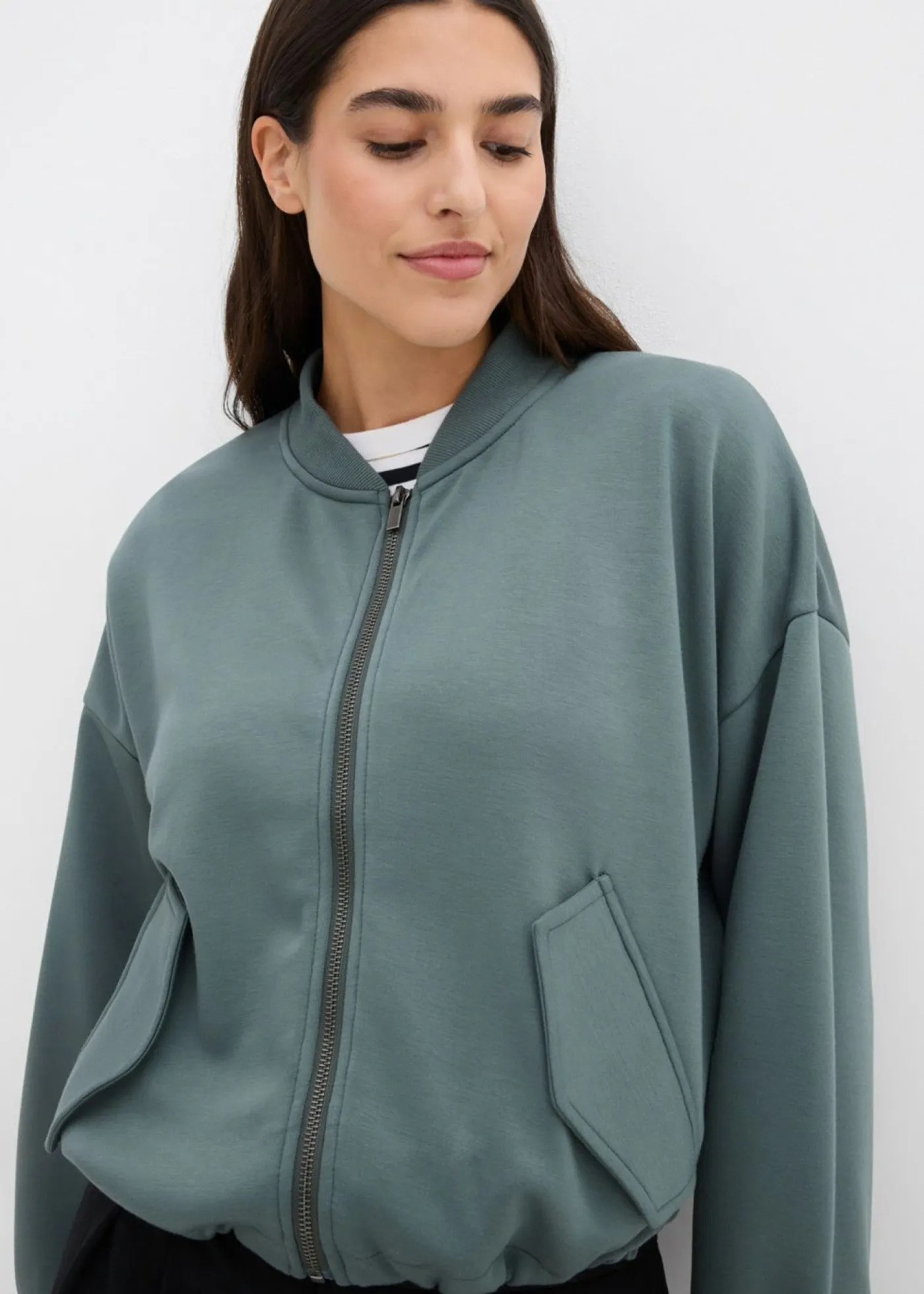 Sale Cazadora oversize de neopreno de suave mezcla de viscosa Mujer Ropa Cómoda|Chaquetas Y Abrigos