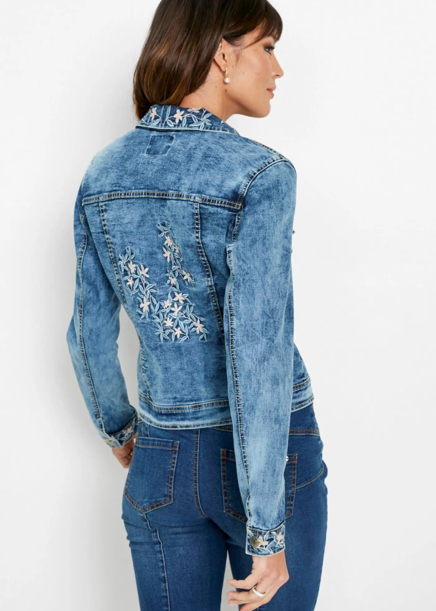 New Cazadora vaquera con bordado Mujer Chaquetas Y Abrigos