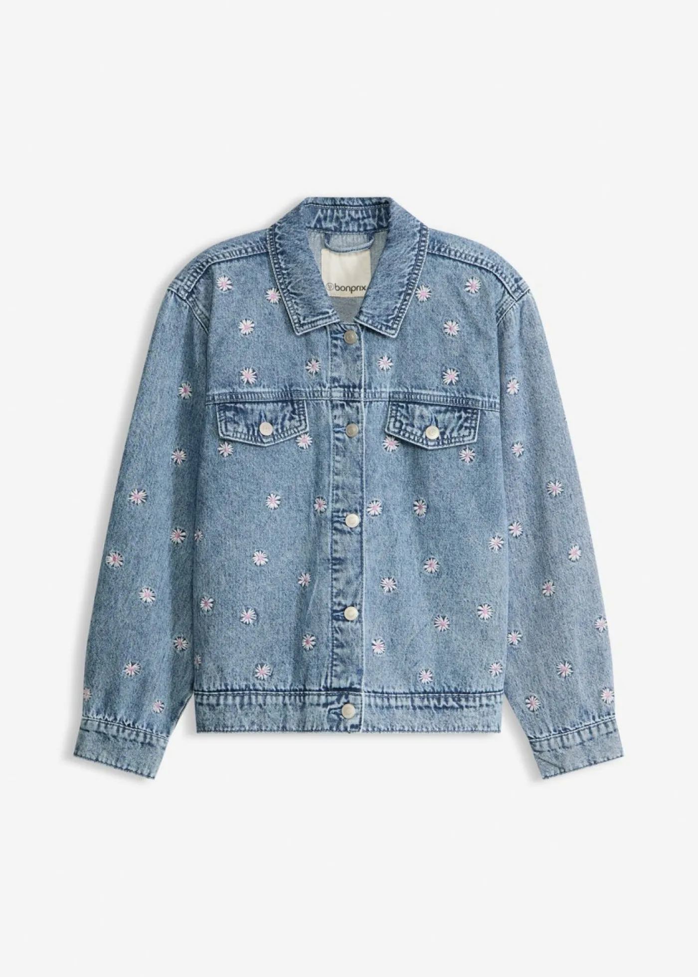 Hot Cazadora vaquera con bordado de flores Mujer Chaquetas Y Abrigos|Novedades