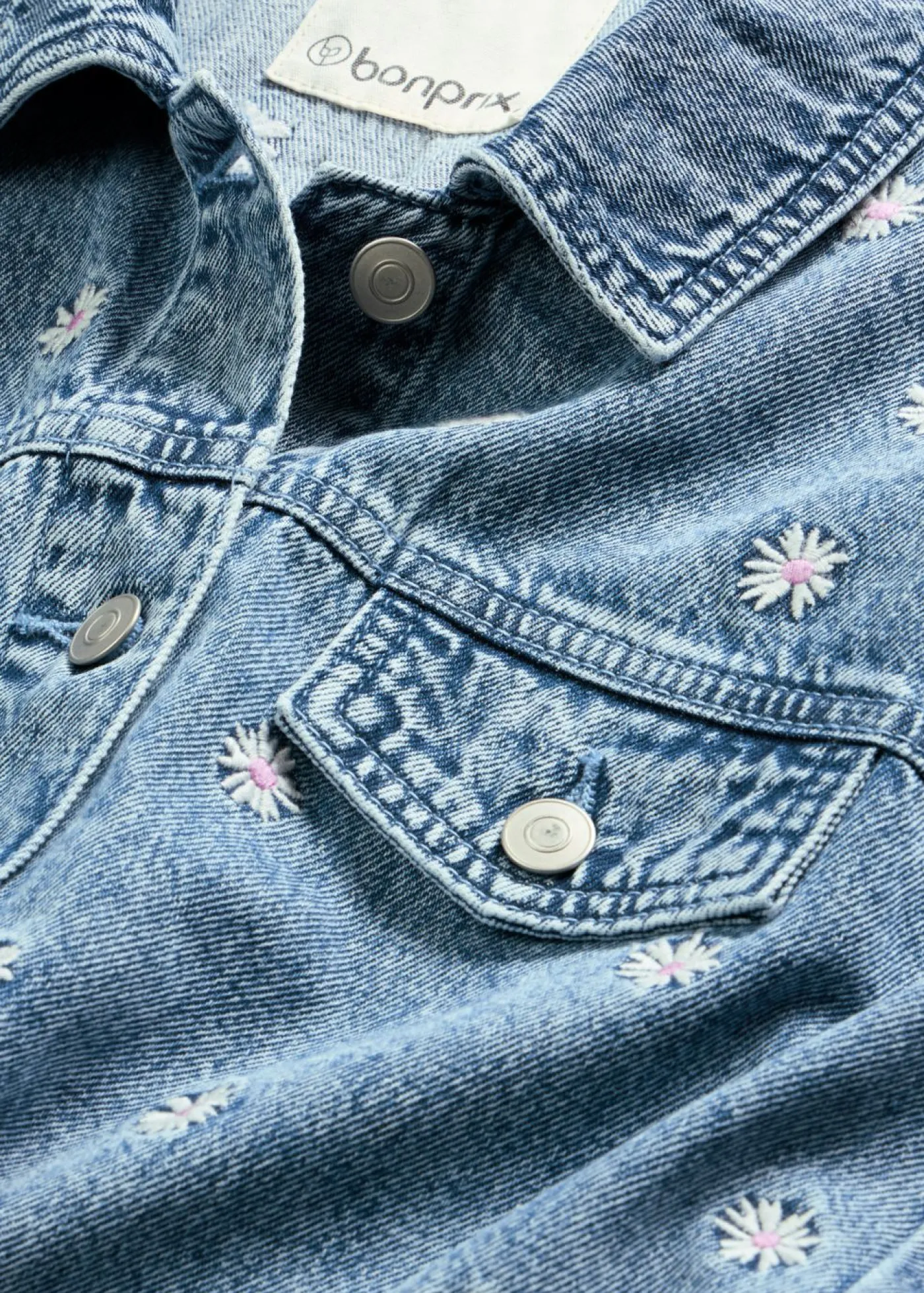Hot Cazadora vaquera con bordado de flores Mujer Chaquetas Y Abrigos|Novedades