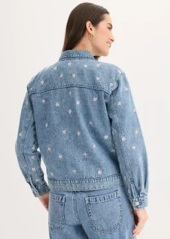 Hot Cazadora vaquera con bordado de flores Mujer Chaquetas Y Abrigos|Novedades