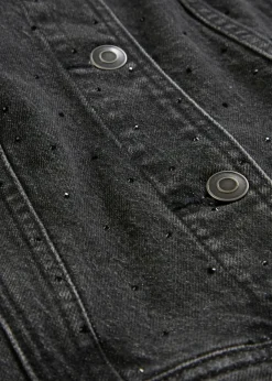 Best Cazadora vaquera con piedras brillantes Mujer Chaquetas Y Abrigos
