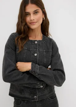 Best Cazadora vaquera con piedras brillantes Mujer Chaquetas Y Abrigos