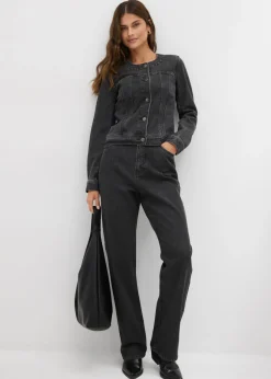 Best Cazadora vaquera con piedras brillantes Mujer Chaquetas Y Abrigos