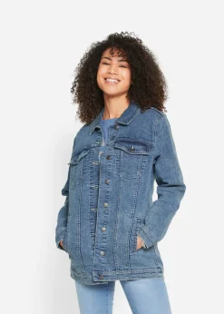 Best Cazadora vaquera elástica con corte boyfriend Mujer Chaquetas Y Abrigos