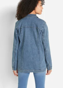 Best Cazadora vaquera elástica con corte boyfriend Mujer Chaquetas Y Abrigos