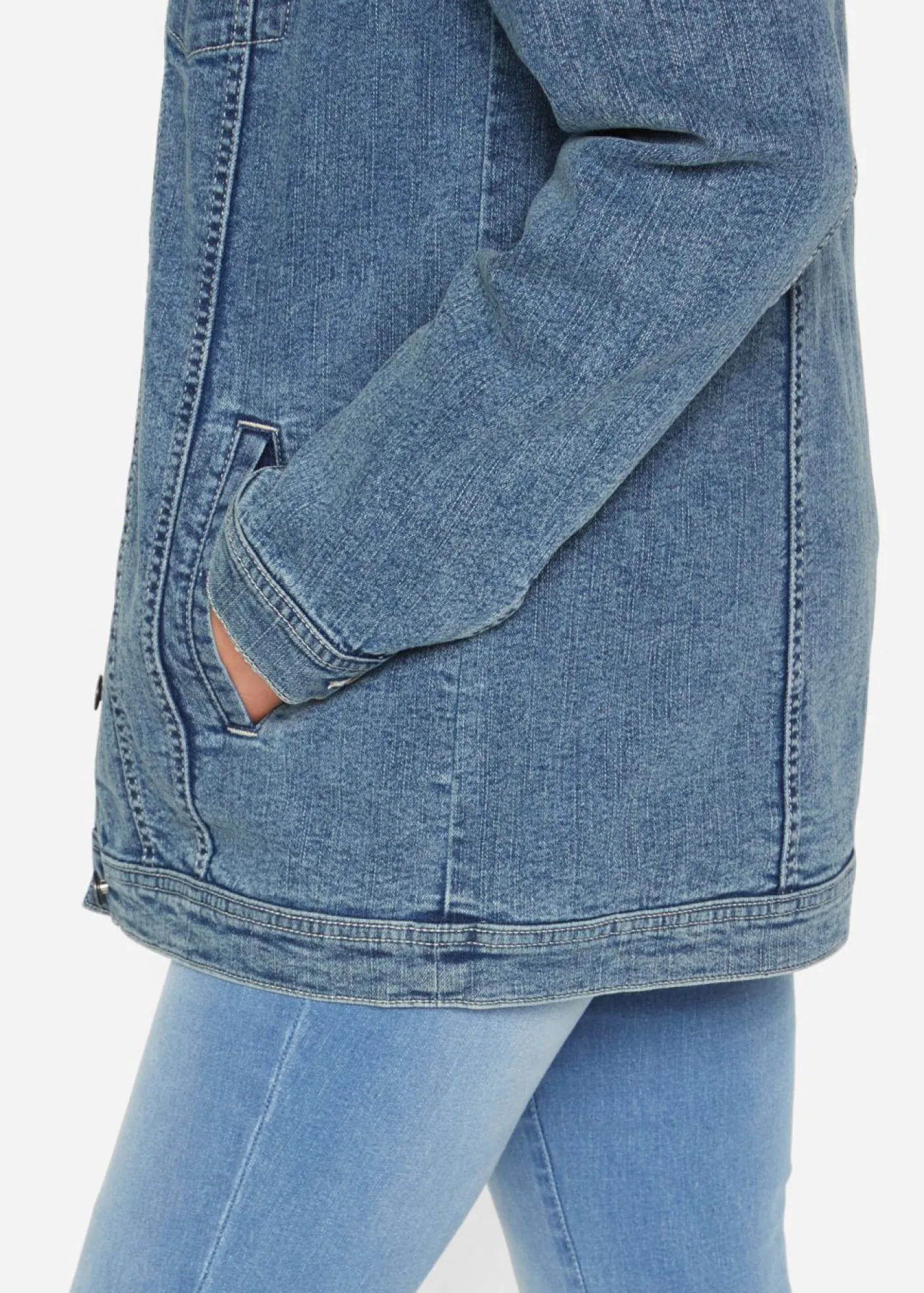 Best Cazadora vaquera elástica con corte boyfriend Mujer Chaquetas Y Abrigos